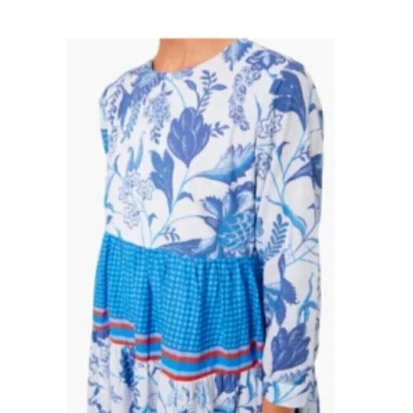 Ro’s Garden Floral Tiered Mini Dress Rene Tiffany Blue XS - Picture 3 of 12